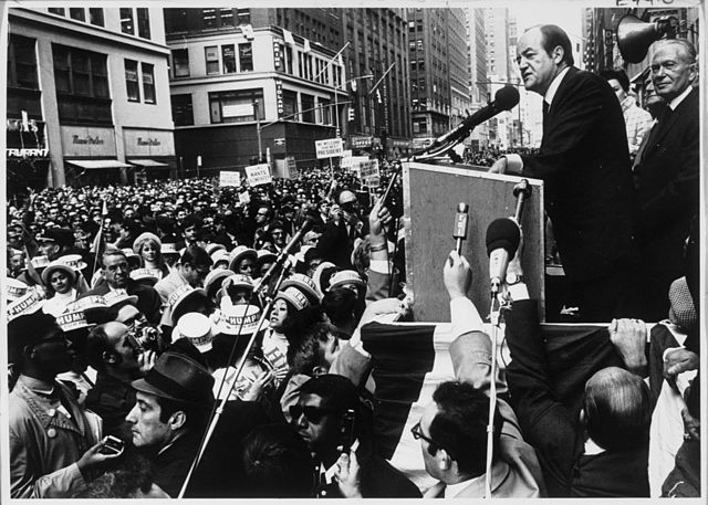 Vice President Hubert Humphrey lost the 1968 Presidential race to Richard Nixon due to bitter Democratic Party divisions.