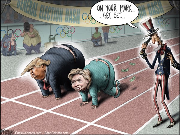 Image result for Trump and hillary cartoons