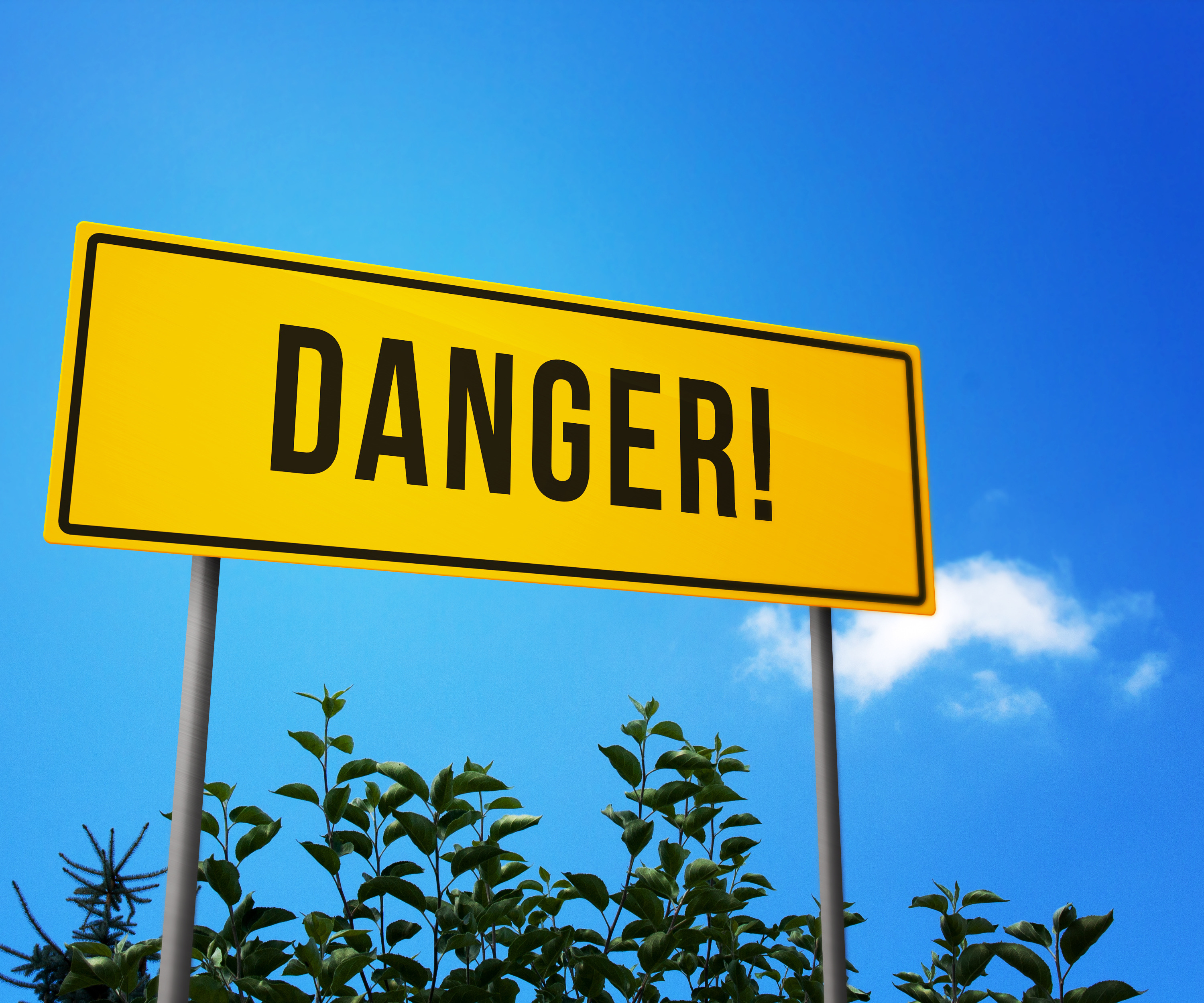 Danger! on Road Sign