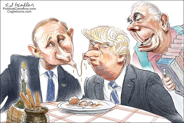 Cartoon: Trump-Putin Spaghetti Kiss – The Moderate Voice