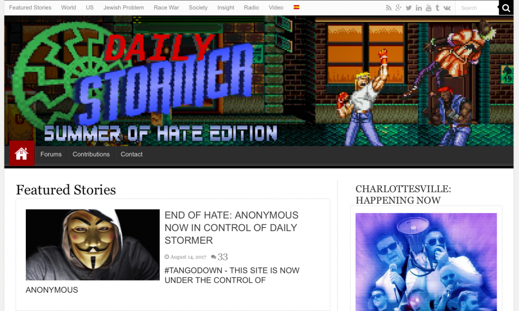 Anonymous controls Daily Stormer