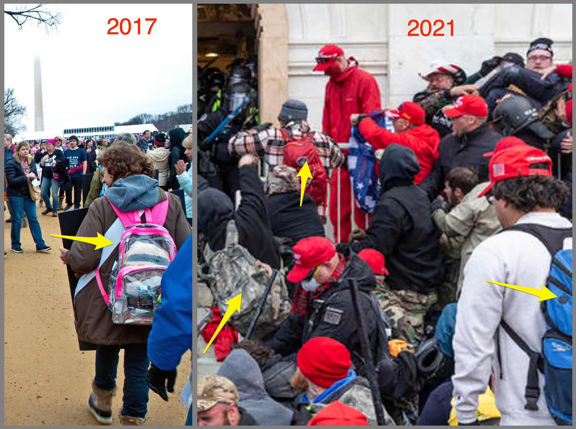 2017 and 2021 backpacks