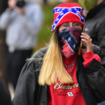 Woman with Confederate Flag gear
