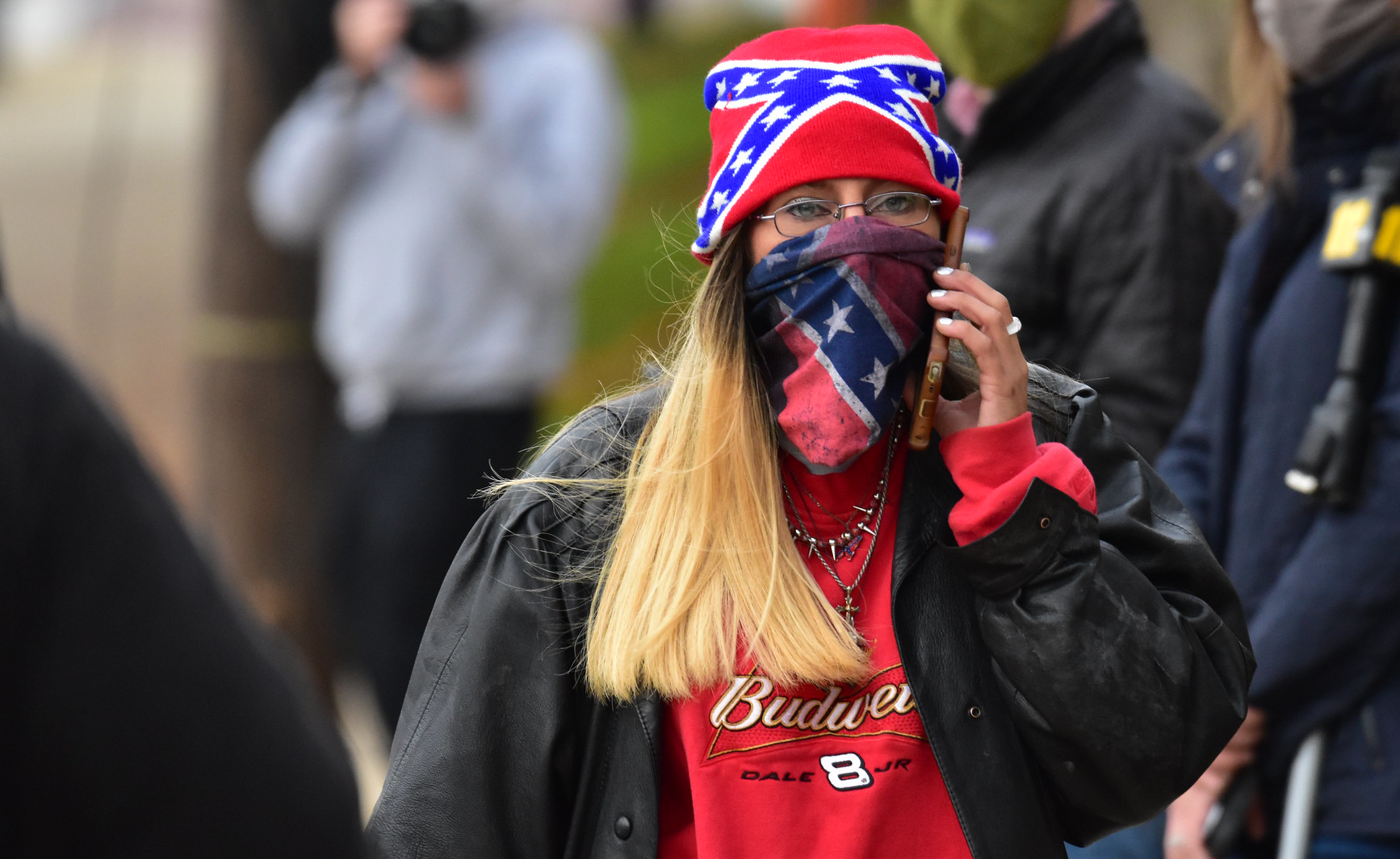 Woman with Confederate Flag gear