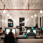 Office workers sitting at desks