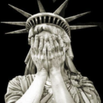 lady liberty, hands on face