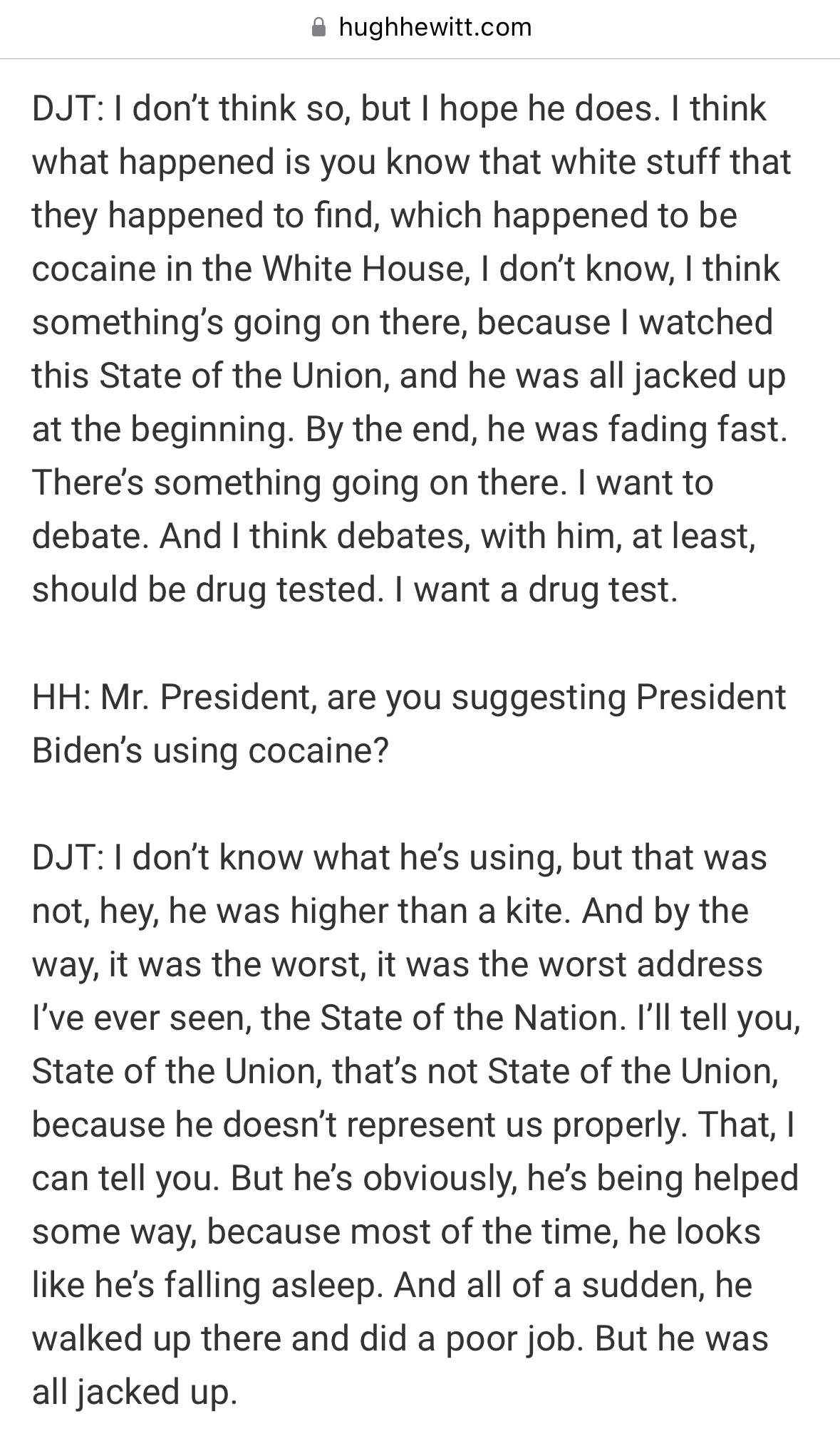 screenshot Trump quote