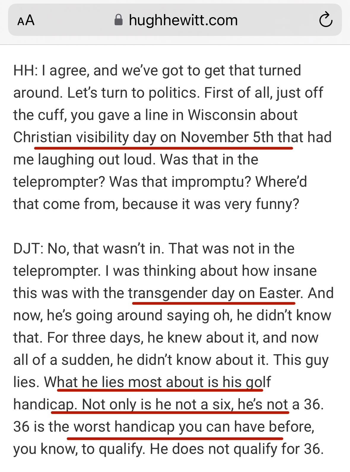 screenshot Trump quote