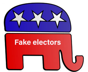 fake electors overwritting GOP elephant
