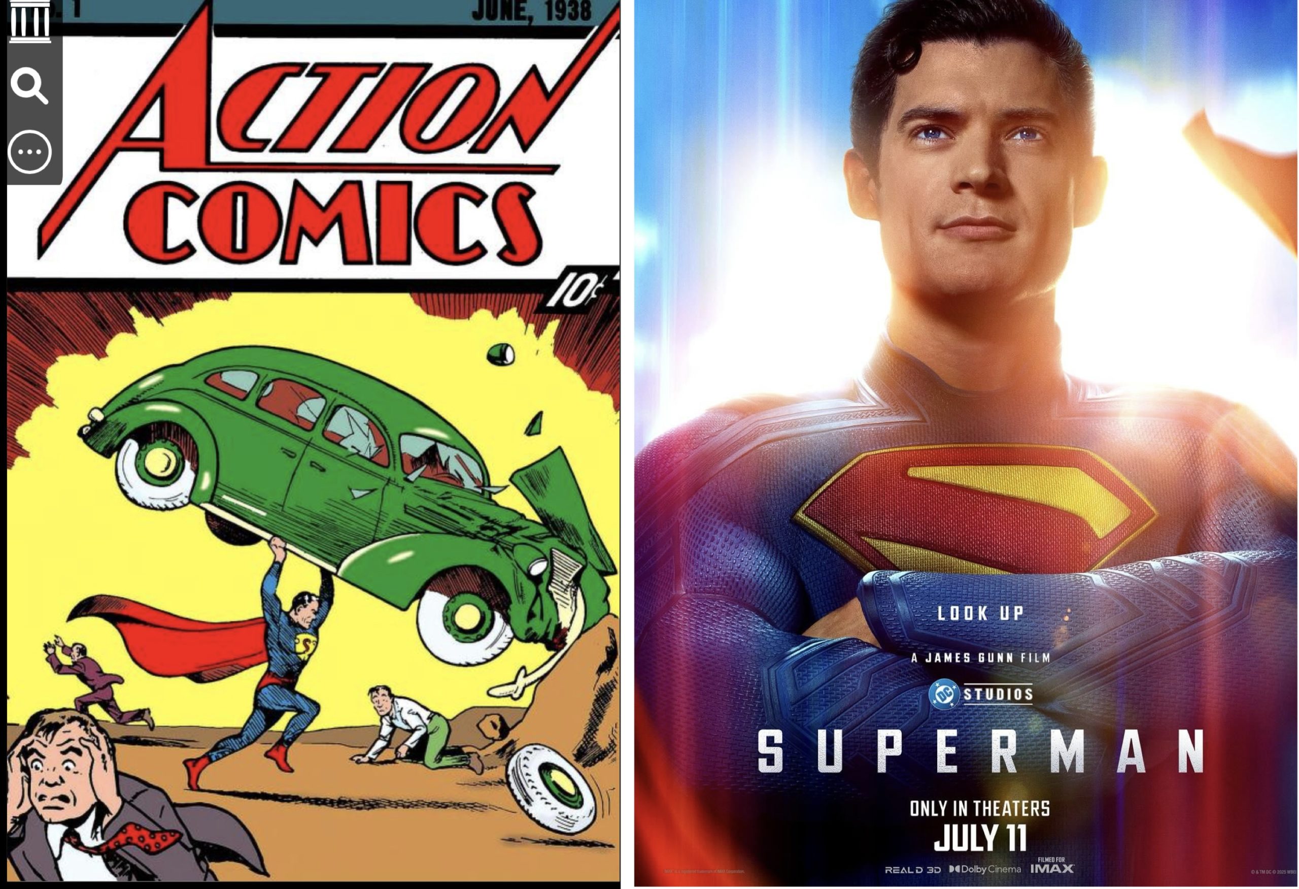 Superman comic and movie poster