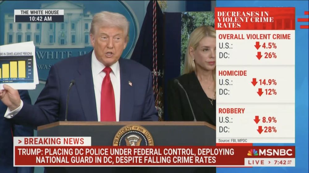 MSNBC screen capture showing crime rate data