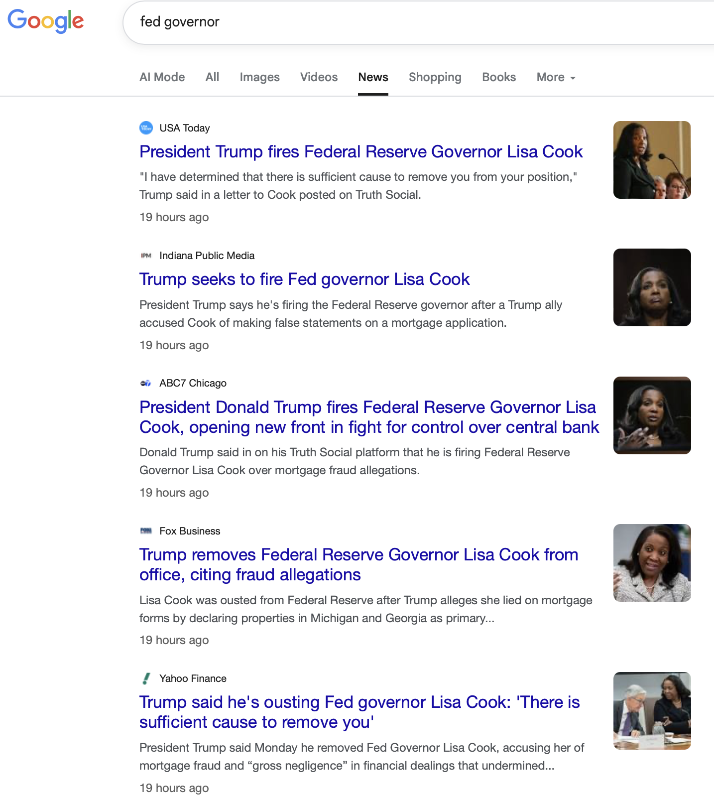 screenshot headlines trump firing fed chief