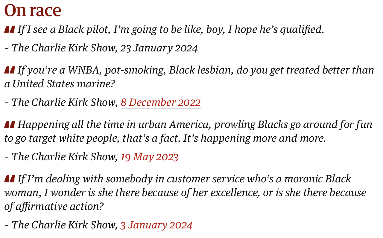 Charlie Kirk in his own words on race