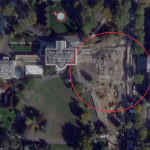 satellite image of White House with East Wing destruction