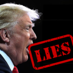 photo of trump with "lies" stamp