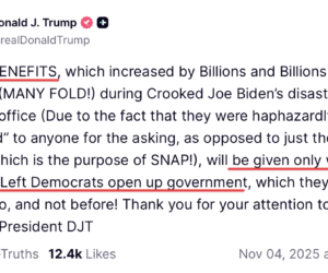 Trump says he will defy court order on SNAP benefits, not pay during shutdown