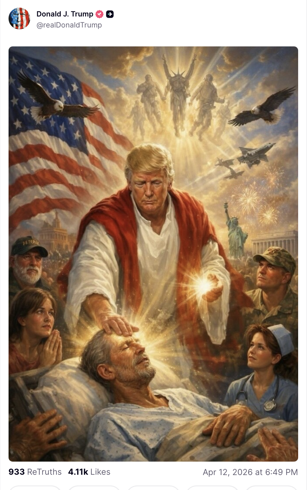 Truth Social Post of Trump as Jesus