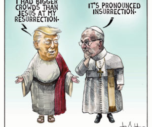 THE MOST UNPOPULAR AMERICAN PRESIDENT TAKES ON  A POPULAR AMERICAN POPE