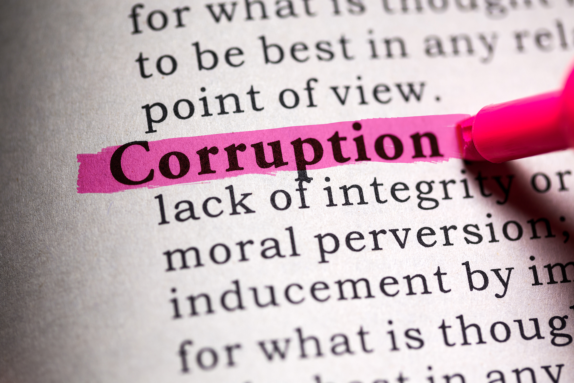 Corruption highlighted in hot pink